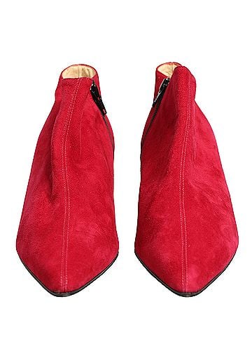 Dolce & Gabbana Red Suede Ankle Boots Women's Shoes (view 2)