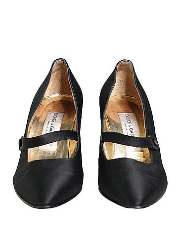 Dolce & Gabbana Black Satin Mary Jane Pumps Women's Shoes (view 2)