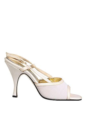 Dolce & Gabbana White Satin Slingback Heels Pumps Women's Shoes (view 1)