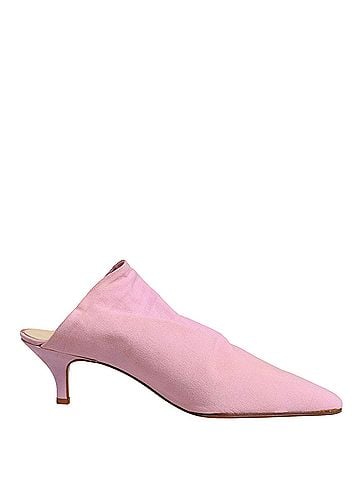Dolce & Gabbana Pink Suede Heel Mule Women's Shoes (view 1)