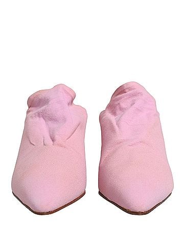 Dolce & Gabbana Pink Suede Heel Mule Women's Shoes (view 2)
