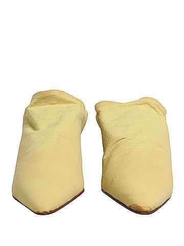 Dolce & Gabbana Yellow Suede Heel Mule Women's Shoes (view 2)