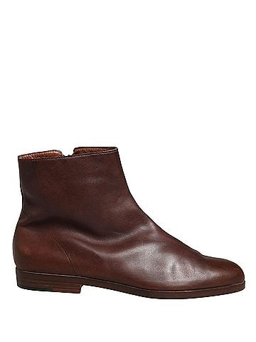 Dolce & Gabbana Brown Leather Flats Biker Ankle Boots Women's Shoes (view 1)
