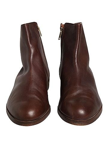Dolce & Gabbana Brown Leather Flats Biker Ankle Boots Women's Shoes (view 2)