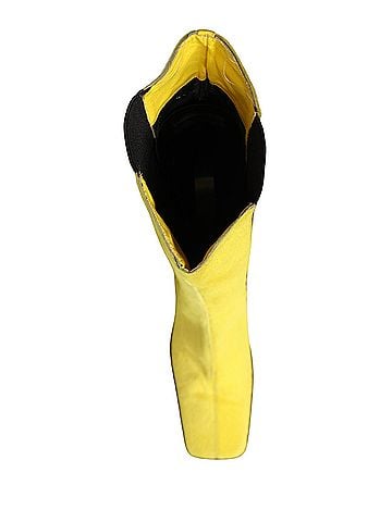 Dolce & Gabbana Yellow Black Leather Knee High Boots Women's Shoes (view 2)