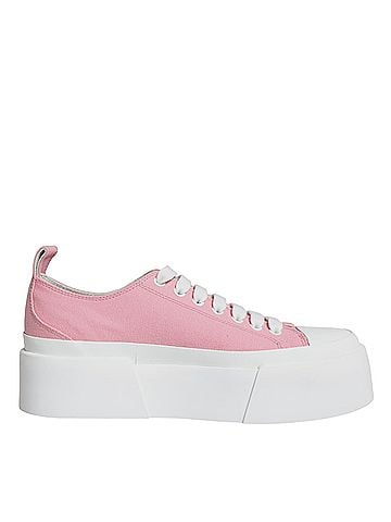 Dolce & Gabbana Pink White Canvas Logo Low Top Sneakers Women's Shoes (view 1)