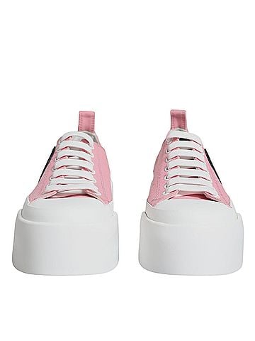 Dolce & Gabbana Pink White Canvas Logo Low Top Sneakers Women's Shoes (view 2)