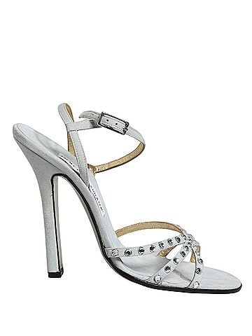 Dolce & Gabbana White Rhinestone High Heeled Sandals Women's Shoes (view 1)