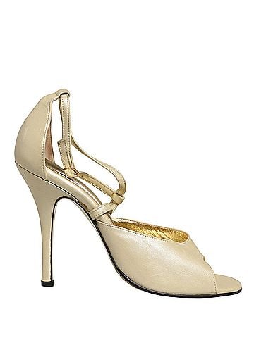Dolce & Gabbana Beige Leather Stiletto Heels Sandals Women's Shoes (view 1)