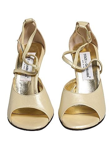 Dolce & Gabbana Beige Leather Stiletto Heels Sandals Women's Shoes (view 2)