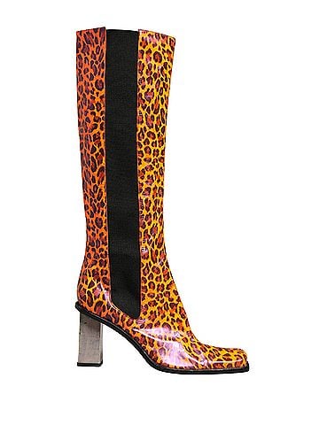 Dolce & Gabbana Brown Leopard Leather Knee High Boots Women's Shoes (view 1)