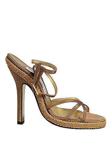 Dolce & Gabbana Brown Braided Ankle Strap Heels Sandals Women's Shoes (view 1)