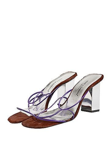 Dolce & Gabbana Silver Block Heels Slip On Sandals Women's Shoes (view 1)