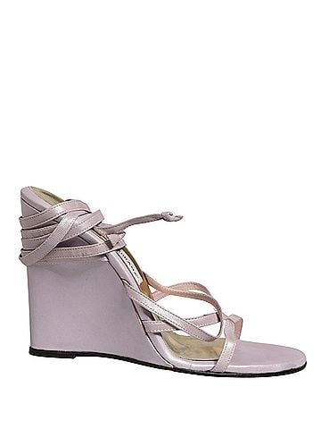 Dolce & Gabbana Purple Leather Wedge Heels Sandals Women's Shoes (view 1)