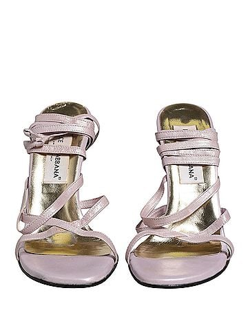 Dolce & Gabbana Purple Leather Wedge Heels Sandals Women's Shoes (view 2)