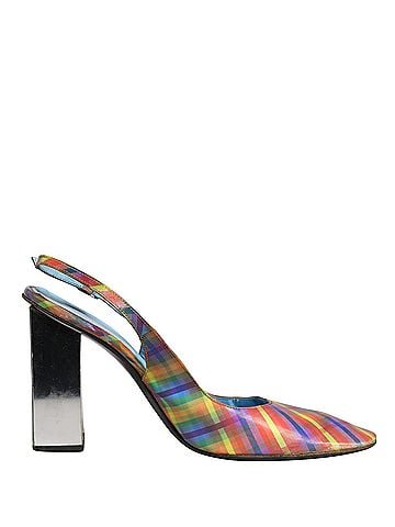 Dolce & Gabbana Multicolor Plaid Heels Slingback Sandals Women's Shoes (view 1)