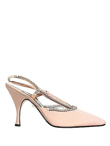 Dolce & Gabbana Beige Crystal Heels Slingbacks Sandals Women's Shoes (view 1)