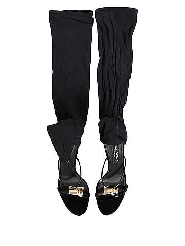 Dolce & Gabbana Stiletto Sandals Socks Knee High Boots Women's Black (view 1)