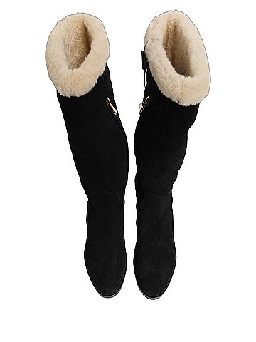 Dolce & Gabbana Suede Leather Knee High Boots Women's Black (view 2)