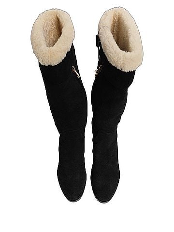 Dolce & Gabbana Suede Leather Knee High Boots Women's Black (view 2)