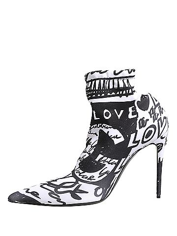 Dolce & Gabbana White Graffiti Stretch Ankle Boots Women's Shoes (view 2)