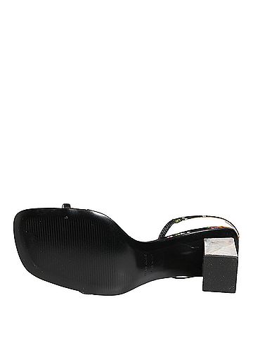 Dolce & Gabbana Black Silver Floral Block Heels Sandals Women's Shoes (view 2)