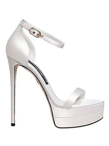 Dolce & Gabbana White Platform Ankle Strap Sandals Women's Shoes (view 1)