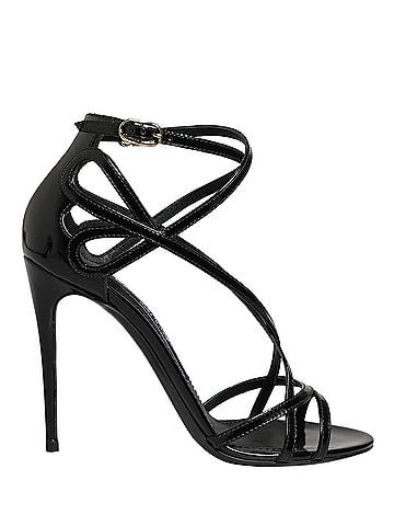 Dolce & Gabbana Black Leather Stiletto Heel Sandals Women's Shoes (view 1)