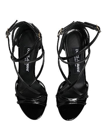 Dolce & Gabbana Black Leather Stiletto Heel Sandals Women's Shoes (view 2)