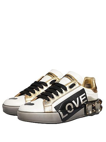 Dolce & Gabbana Multicolor Crystal StuddedLOVE Sneakers Women's Shoes (view 2)