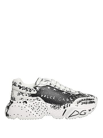 Dolce & Gabbana White Daymaster Graffiti Low Top Sneakers Women's Shoes (view 1)