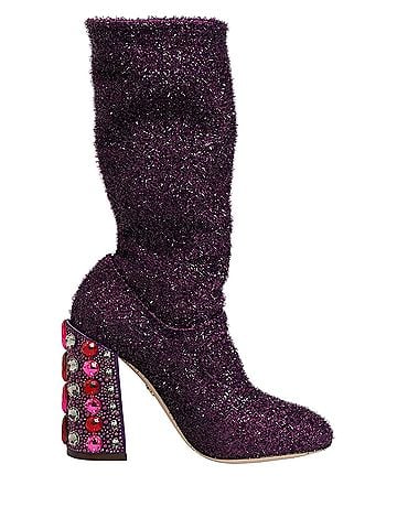 Dolce & Gabbana Purple Crystal Lurex Fantasy High Boots Women's Shoes (view 1)
