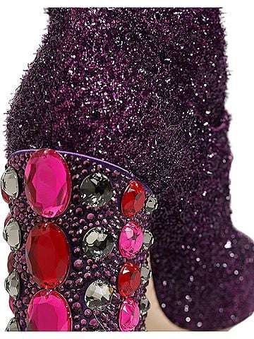 Dolce & Gabbana Purple Crystal Lurex Fantasy High Boots Women's Shoes (view 2)