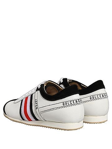 Dolce & Gabbana Black White Leather Suede Low Top Sneakers Women's Shoes (view 2)