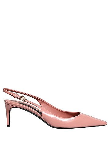 Dolce & Gabbana Pink Leather Mid Heels Slingbacks Women's Shoes (view 1)