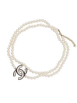 Chanel Chanel Long Necklace with Coco Mark and Faux Pearls, A24K Gold. CHANEL necklace for women. (view 1)