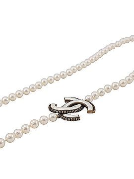 Chanel Chanel Long Necklace with Coco Mark and Faux Pearls, A24K Gold. CHANEL necklace for women. (view 2)