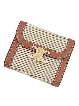 Céline Celine Triomphe Compact Wallet, Calf Leather and Canvas, 10D782. (CELINE Wallet) (view 1)