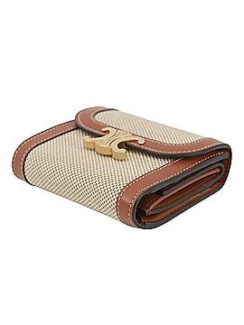 Céline Celine Triomphe Compact Wallet, Calf Leather and Canvas, 10D782. (CELINE Wallet) (view 2)