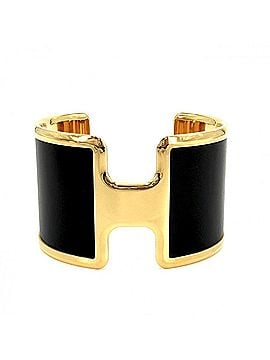 Hermès Hermes Olympe Bangle for Women, Leather Bracelet, Accessory, Jewelry, HERMES, Gold, Black, Approx. 66.4g (view 1)
