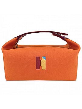 Hermès Hermes handbag for women, Bride à Black H Pavillon PM pouch, cotton, orange, silver hardware. (view 1)