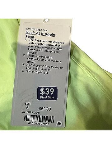 Lululemon Athletica Back At It Again Tank Tank Top (view 2)