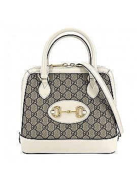 Gucci Gucci Women's Horsebit 1955 Small Top Handle Bag, Handbag, Shoulder Crossbody GUCCI 621220, GG Supreme Canvas, Leather, Beige, White, Gold Hardware (view 1)
