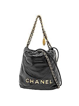 Chanel Chanel Women's 22 Mini Logo Handbag Shoulder Bag Crossbody Chain Leather Black Gold Hardware (view 1)