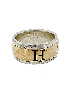 Hermès Hermes Women's Ring with H Logo, Au750 18K Yellow Gold, Combination Ring, HERMES K18 Gold and Sterling Silver 925, Approx. 7.8g (view 1)