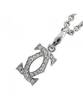 Cartier Cartier Forza Necklace for Women, Chain with 2C Charm Set, Pendant, 18K White Gold (Au750), Jewelry, Accessory, Cartier, K18 Gold, Diamond, Approx. 10.7g (view 1)