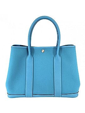 Hermès Hermes Garden Party PM Tote Bag for Women, HERMES D Stamp, Negonda Leather, Toile Officier, Blue, Silver Hardware, 2019 Model (view 1)