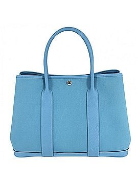 Hermès Hermes Garden Party PM Tote Bag for Women, HERMES D Stamp, Negonda Leather, Toile Officier, Blue, Silver Hardware, 2019 Model (view 2)