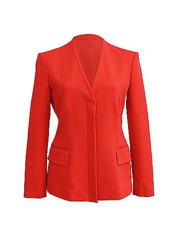 Theory Theory Hidden-Buttoned Blazer with Pockets in Red Wool (view 1)