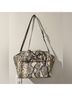 Henri Bendel 100% Leather Snake Print Gray Tan Leather Satchel One size - photo 13